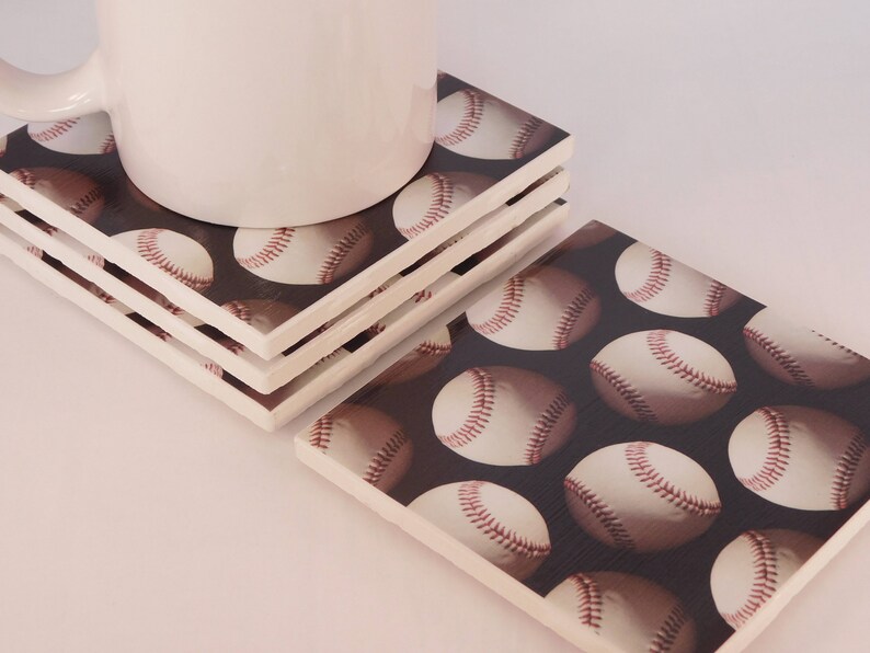 Baseball Coasters Man Cave Coasters Sports Decor Baseball Etsy