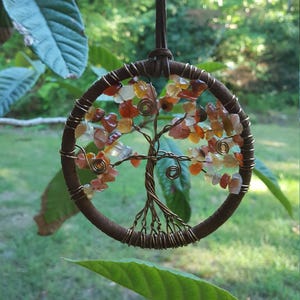 Custom Wire Tree of Life with Faux Suede Wrap // Suncatcher // Rearview Mirror Charm image 7