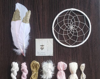 DIY Kit // Small Pink + Gold Dreamcatcher Kit // READY to SHIP