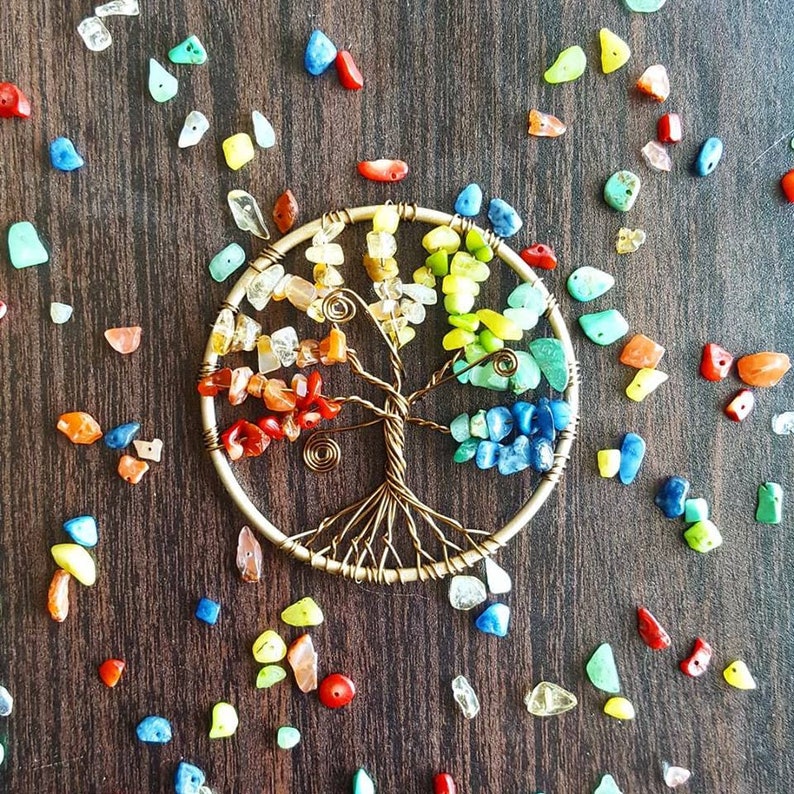 Custom Wire Tree of Life with Faux Suede Wrap // Suncatcher // Rearview Mirror Charm image 2