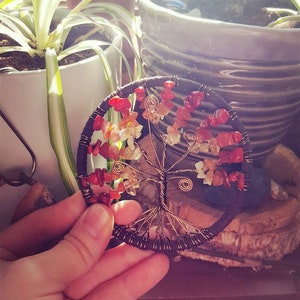 Custom Wire Tree of Life with Faux Suede Wrap // Suncatcher // Rearview Mirror Charm image 8