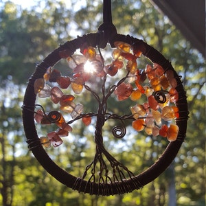 Custom Wire Tree of Life with Faux Suede Wrap // Suncatcher // Rearview Mirror Charm image 9