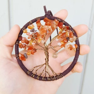 Custom Wire Tree of Life with Faux Suede Wrap // Suncatcher // Rearview Mirror Charm image 1