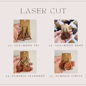 Laser Cut Wood Macrame Earrings // Bronze Hardware image 4