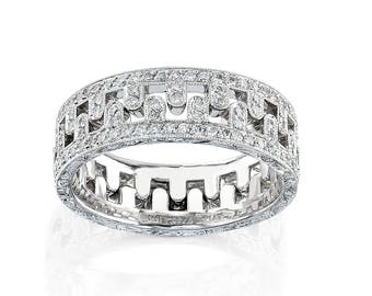 Pave Diamond and Platinum Men's Band