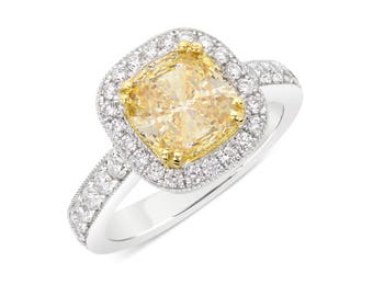 Two-Toned Yellow Center Stone Ring