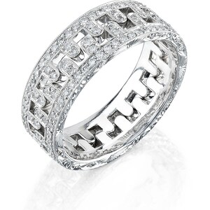 Pave Diamond and Platinum Men's Band image 2