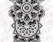 Intricate Mandala Tattoo Design – One-of-a-Kind Digital Download with Stencil (PSD)