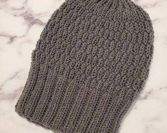 Dark Gray Slouchy Hat, Winter Hat, Beanie, Christmas Gift