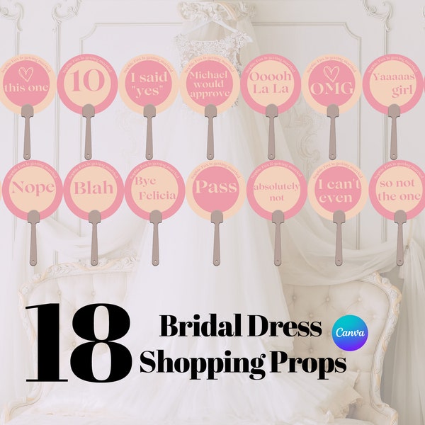 Pink Orange Wedding Dress Shopping Paddle Signs, Wedding Dress Shopping Voting Signs, Wedding Printable, Bridal Party Game