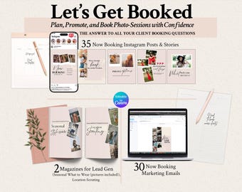 Now Booking Photographer Templates | Instagram Posts & Stories, Emails, Style Guide (Canva), ROWPREP