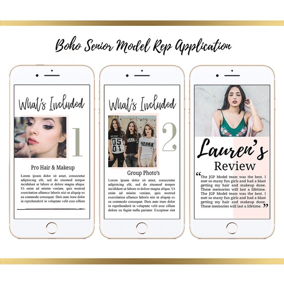 Boho Model Rep Application Instagram Stories Bundle Senior Etsy