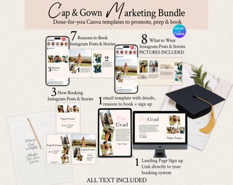 Cap & Gown Mini Session Canva Template: Photographer Marketing Bundle