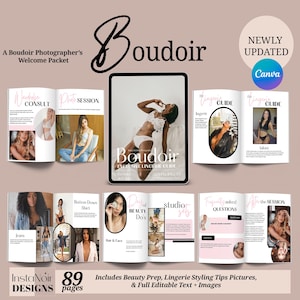 Minimal Canva Boudoir Welcome Guide Template, What to Wear to Boudoir Photoshoot, Boudoir Marketing, Boudoir Photographer Welcome Kit
