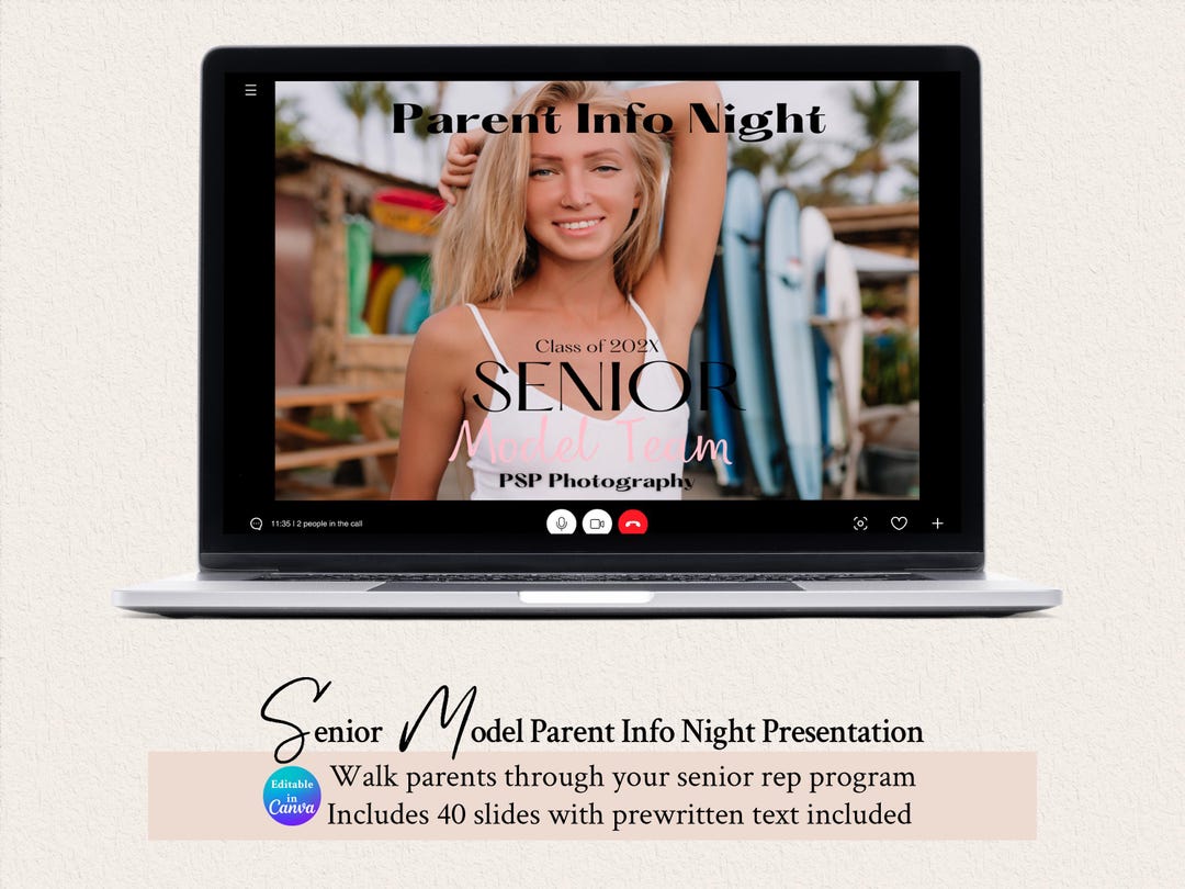 Senior Model Rep Program Parent Meeting: Canva Presentation Template - Etsy