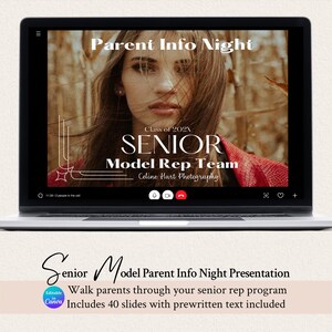 Senior Model Rep Program Presentation Template | 40 Canva Slides for Parent Info Night, CELINE