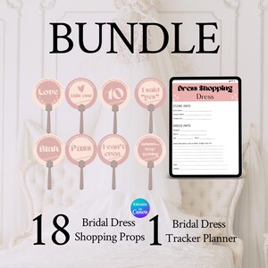 Retro Wedding Dress Shopping Bundle - Pinke Abstimmpaddles & Tracker (digitaler Download)