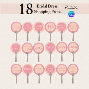 Pink + Orange Wedding Dress Shopping Voting Paddles - Bearbeitbare Canva Vorlagen