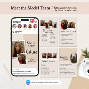 Boho Model Rep Team Intro's Template | 16 Canva IG Posts & Stories for Senior Photographers