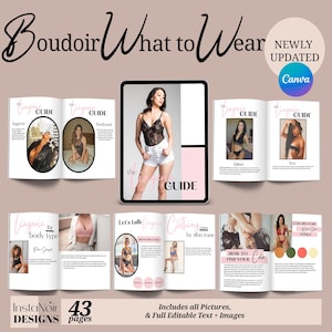 Canva What to Wear to Boudoir Photoshoot, Boudoir Outfit Guide Template. Minimal Boudoir Style Guide, Boudoir Wardrobe Tips