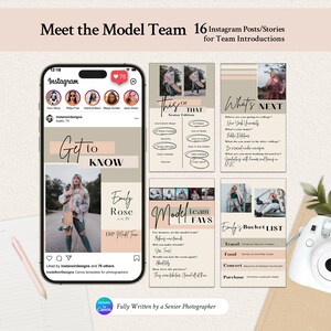 Modern Meet Your Senior Model Rep Team Instagram Templates | Photographer Canva Carousel Posts & Stories