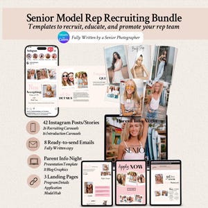 Senior Model Rep Team Canva Launch Program with Instagram Content, Magazines, Emails, Landing Pages, Prewritten Copy