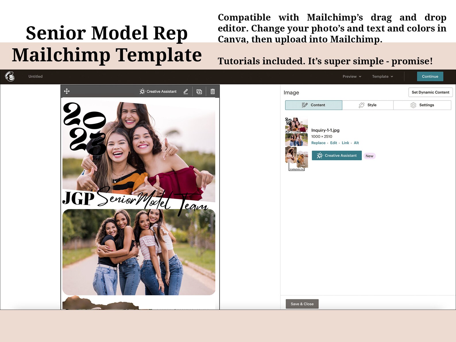 Canva Senior Model Rep Team Mailchilmp Newsletter Senior - Etsy