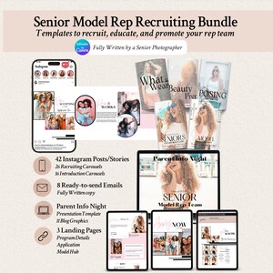 Modern Senior Model Rep Program Marketing Bundle with Prewritten Copy: Canva Templates for Photographers