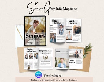 Senior Guy Photographer Welcome Guide: Canva Magazine Template (39-Page Digital Download)