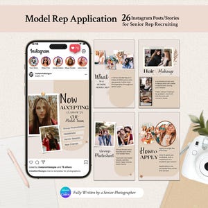 Boho Senior Model Rep Application Instagram Templates | 26 Canva Carousel Templates for Photographers