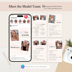 Senior Model Rep Team Feature Instagram Templates | 16 Canva Carousel Posts & Stories