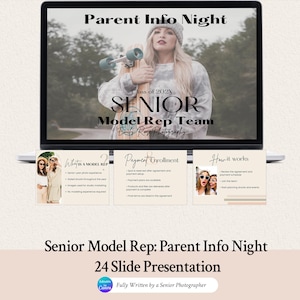 Parent Info Night Presentation for Senior Model Reps, 24-Slide Canva Template