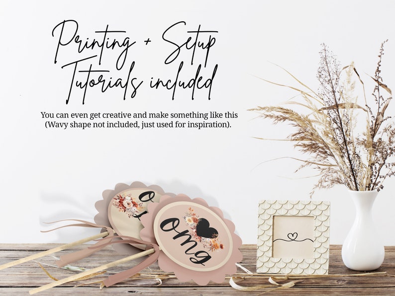 Terracotta Watercolor Flowers Wedding Dress Shopping Paddle Sign Printable. Bridal Party Games