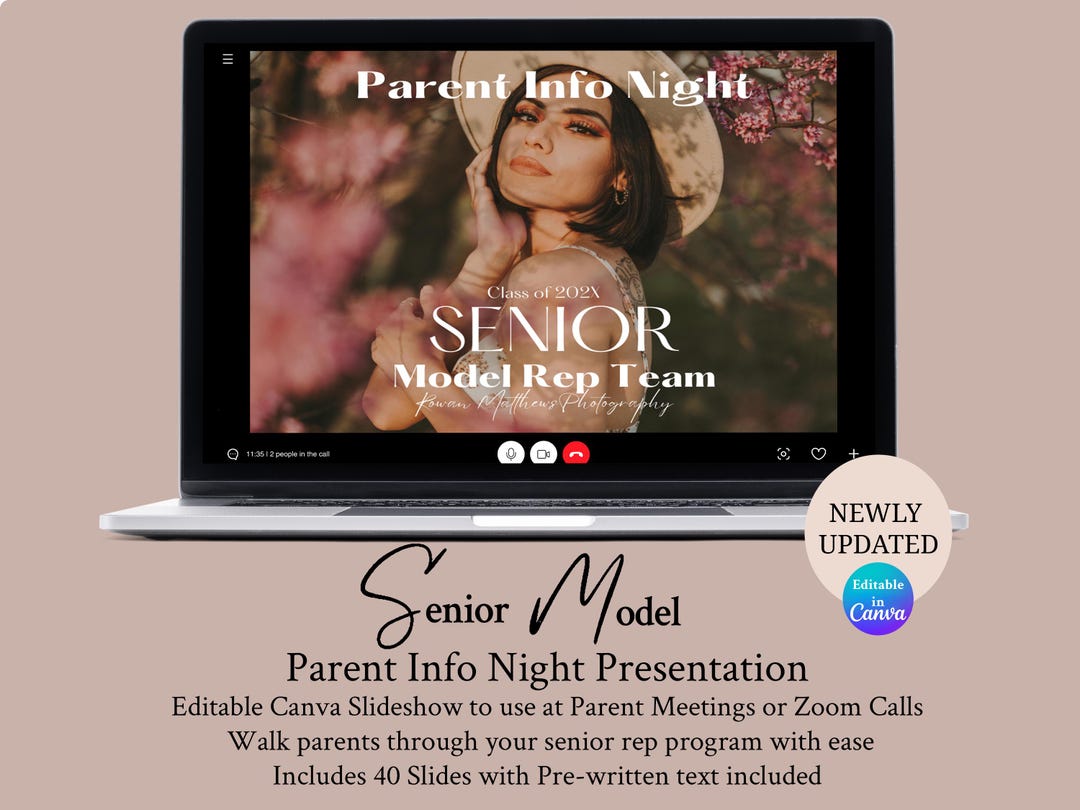Senior Model Rep Presentation Deck | 40 Canva Editable Slide Template ...