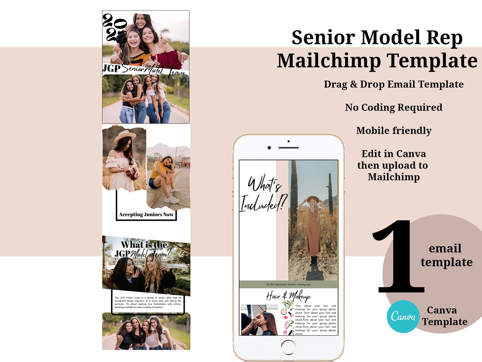 Canva Senior Model Rep Team Mailchilmp Newsletter Senior - Etsy