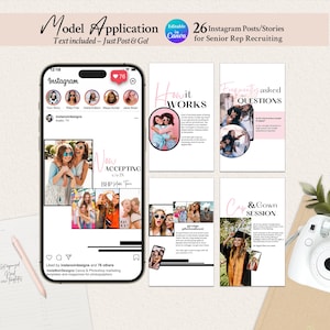 Senior Model Rep Application Instagram Canva Templates | 26 Posts & Stories for Photographers, BAILEY