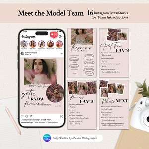 Meet Your Model Rep Team Instagram Templates | 16 Photographer Canva Carousel Instagram Posts & Stories