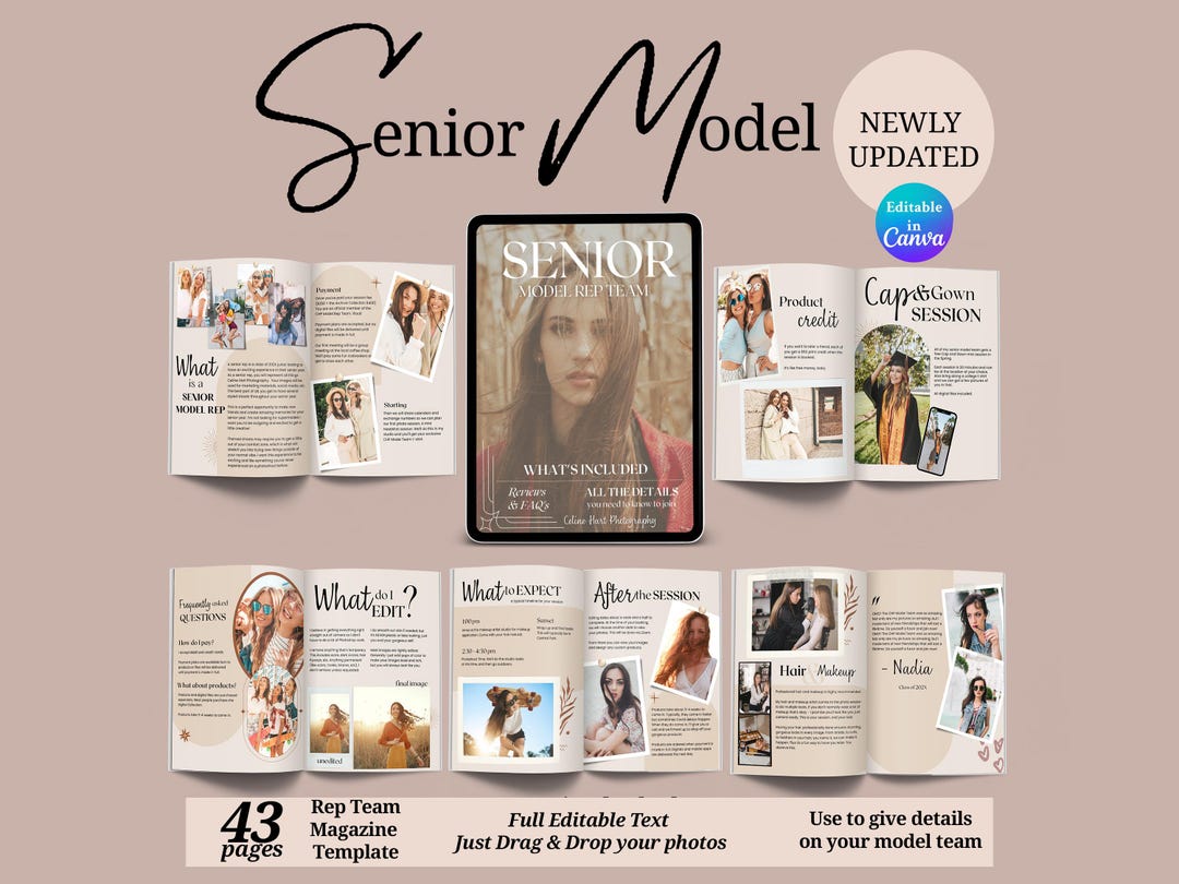 Senior Model Rep Team Welcome Magazine Template | 43-page Canva ...