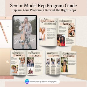 Senior Model Rep Team Recruiting Guide | Canva Digital Magazine | Editable Marketing Magazine Template for Photographers