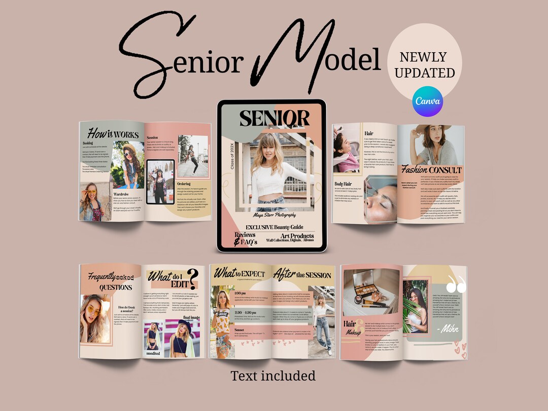 Retro Canva Senior Model Rep Team Magazine Template, Editable Senior ...