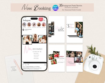 Photographer Booking Instagram Templates for Client Education, Senior Photographer Marketing Canva Posts & Stories