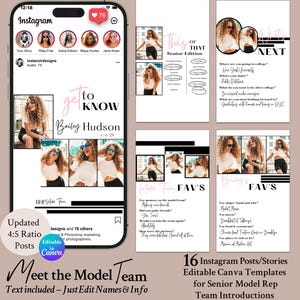 Get to Know Your Senior Model Team – 16 Canva Instagram Carousel Posts & Stories Templates for Photographers, Photographer Branding, BAILEY