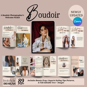 Canva Boudoir Welcome Guide Magazine, What to Wear to Boudoir Photoshoot, Boudoir Session Prep, Canva Photography Template, EMILY