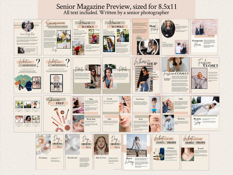 Senior Photography Welcome Guide Canva Template: Beauty Tips, Product and Info Guide, EMILY image 2