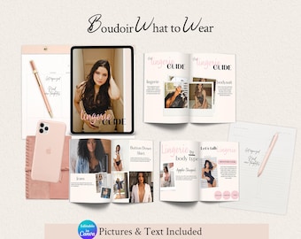 Rosa Boudoir Wäscheführer Magazin | Was zu tragen Canva Vorlage für Fotografen