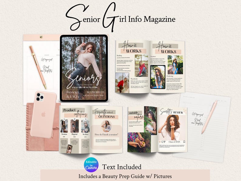 Senior Photography Welcome Guide Canva Template: Beauty Tips, Product and Info Guide, EMILY image 1