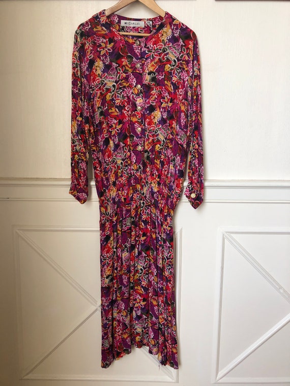 bright pink floral dress