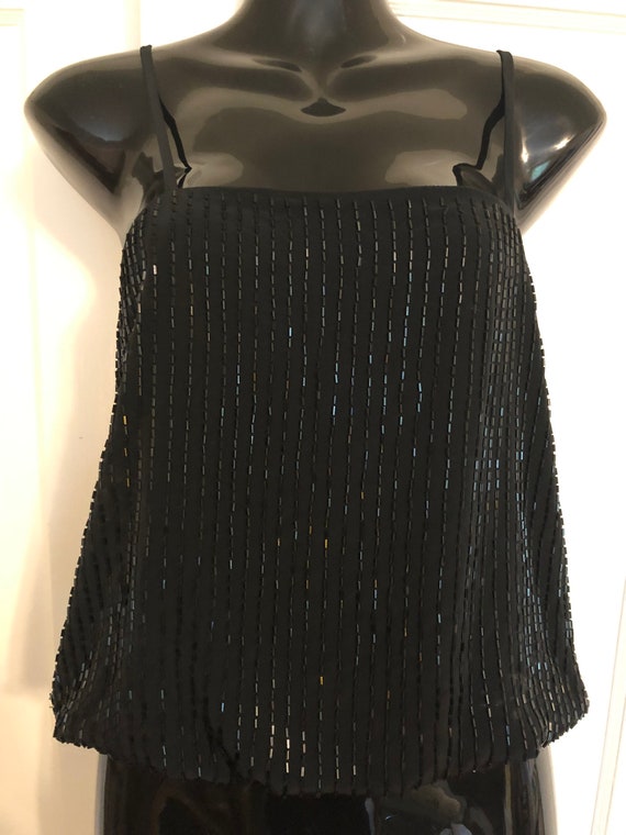 Beaded Black Spaghetti Strap Top