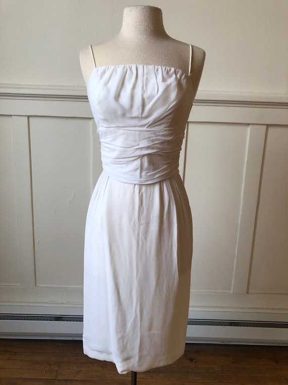 70s White Formal Dress *as is*