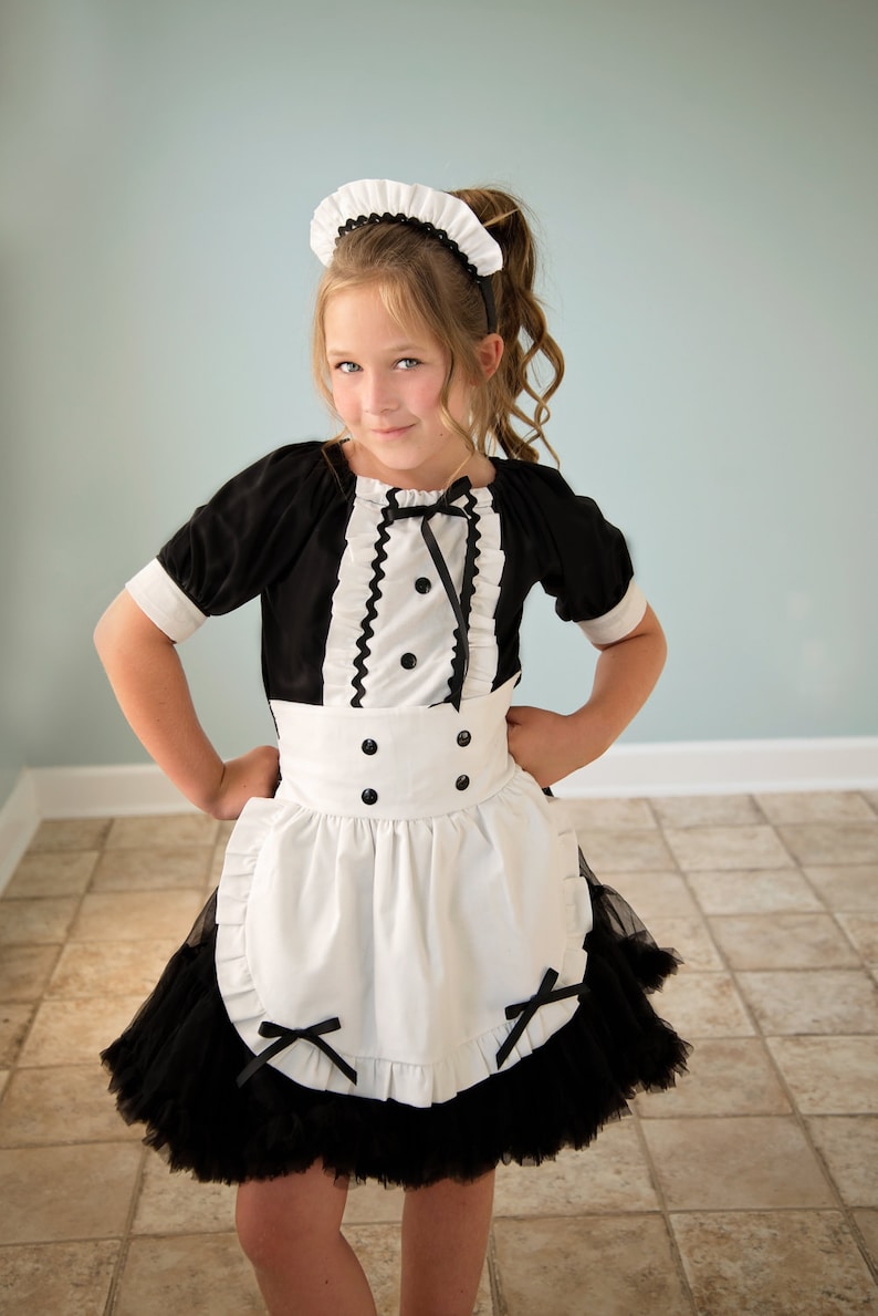 French Maid Costume Pageant black and white Lolita Maid Etsy